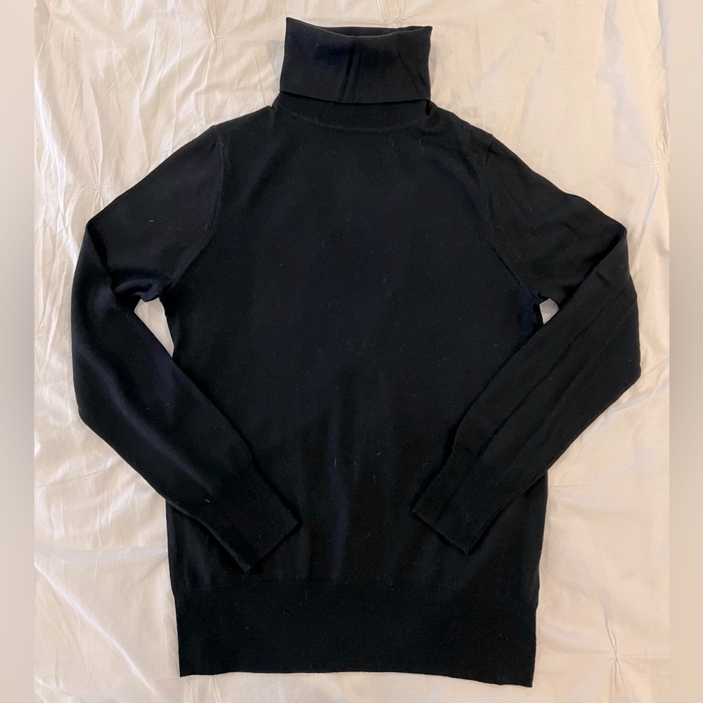 J. Crew Merino Wool Lightweight Turtleneck, Size: Small, Color: Black
